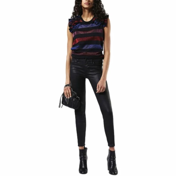 DIESEL Womens Denim Jeans Super Slim Fit Shiny Cotton Black Pant BNWT - Picture 5 of 11